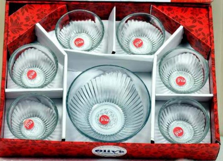 Glass Bowl Set with Serving Bowl