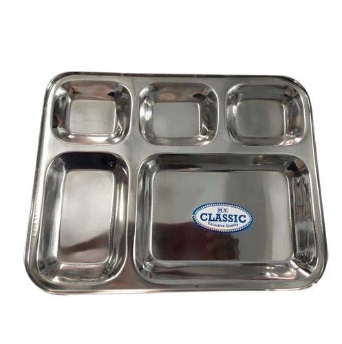 Stainless Steel 5-Compartment Thali Plate