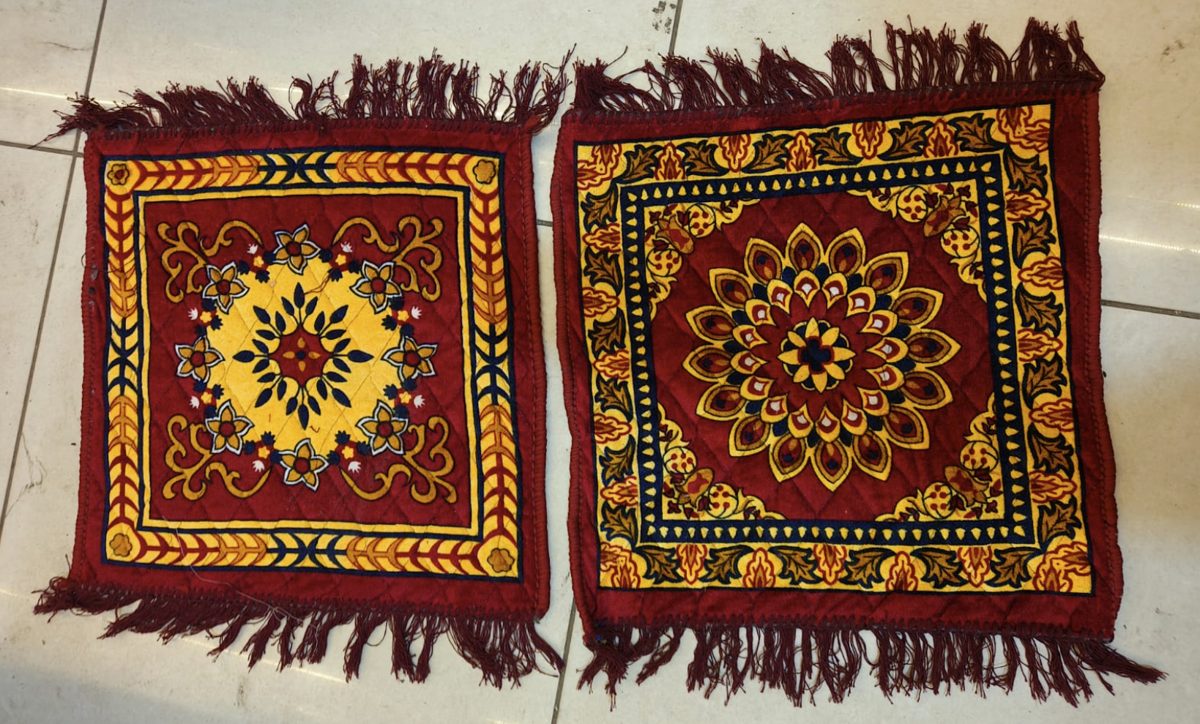 Quilted Pooja Aasan Set with Fringe