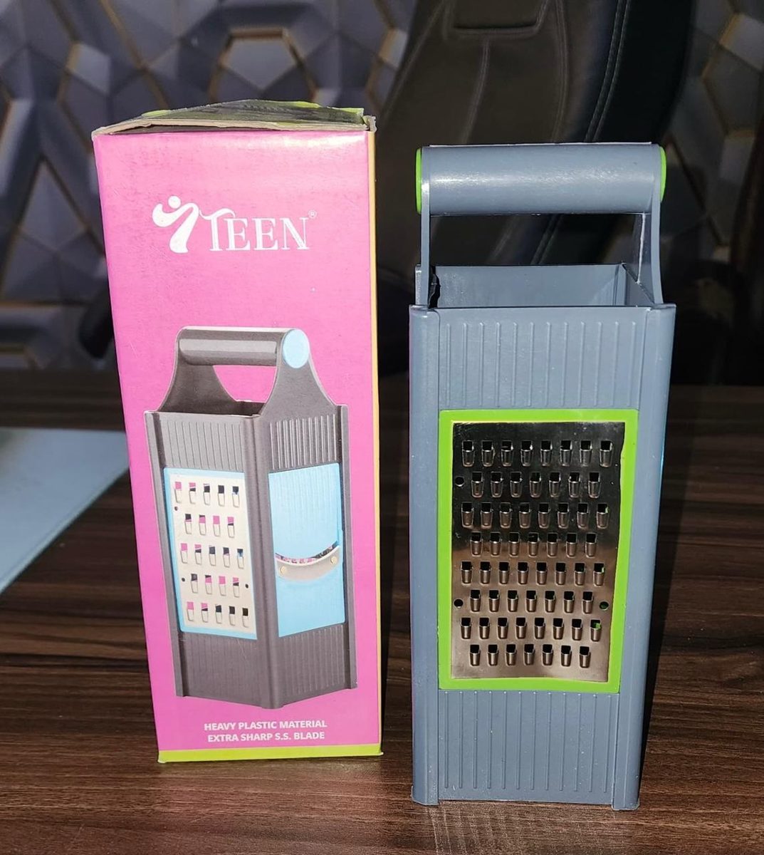 Box Grater with Handle, Grey