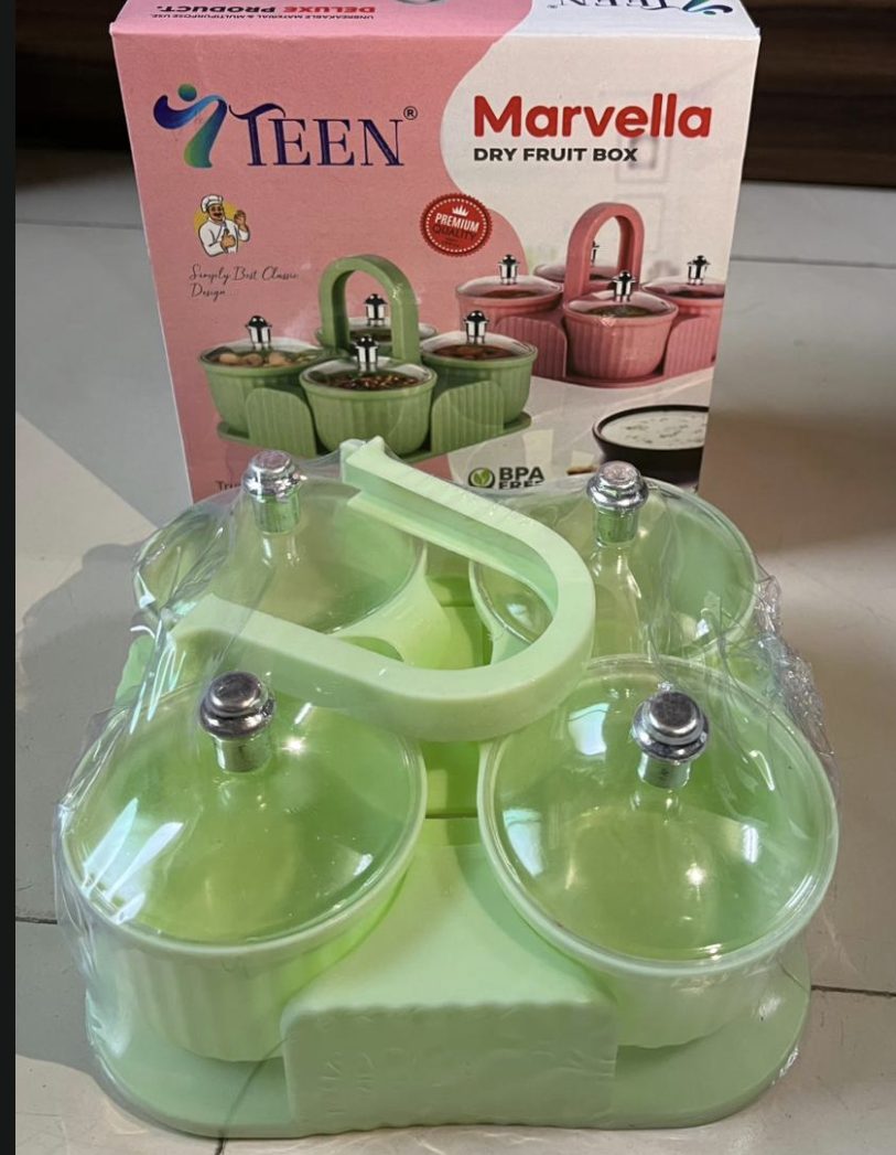 Green Marvella Dry Fruit Serving Box