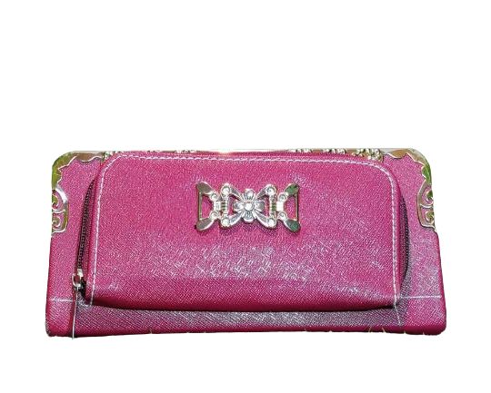 Maroon Ladies Wallet with Metal Clasp