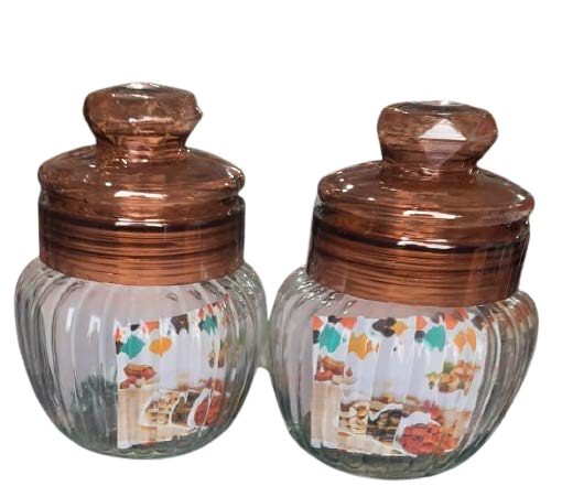 Glass Storage Jars with Brown Lids