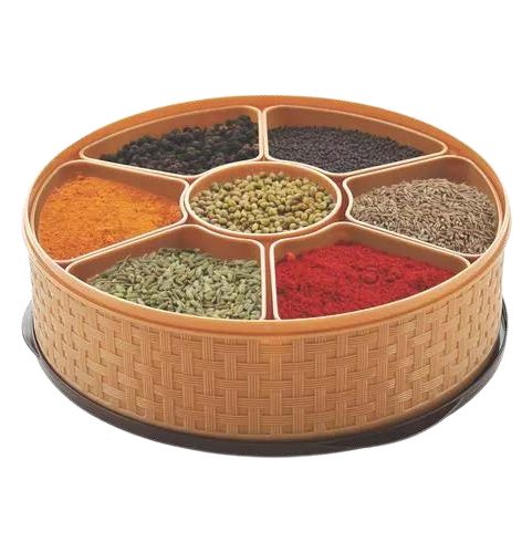Round Plastic Masala Dabba Spice Box
