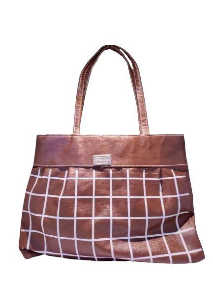 Brown Grid Pattern Tote Bag