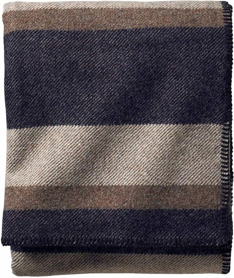 Striped Wool Blend Throw Blanket