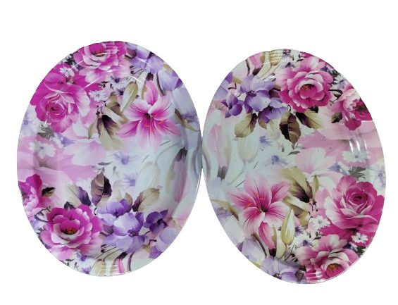Floral Printed Plastic Serving Plate Set