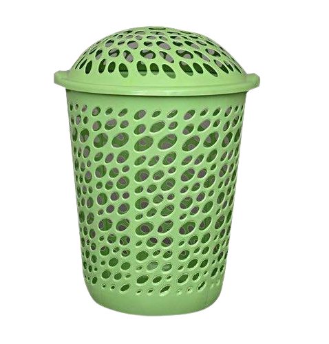 Green Plastic Laundry Basket with Lid