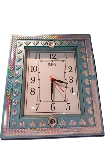 Decorative Square Wall Clock, Blue Frame