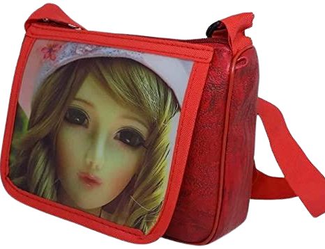 Red Doll Print Sling Bag for Girls