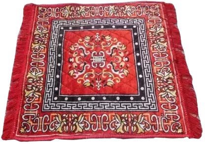 Red Velvet Pooja Aasan with Fringe