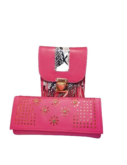 Pink Wallet and Mobile Pouch Combo