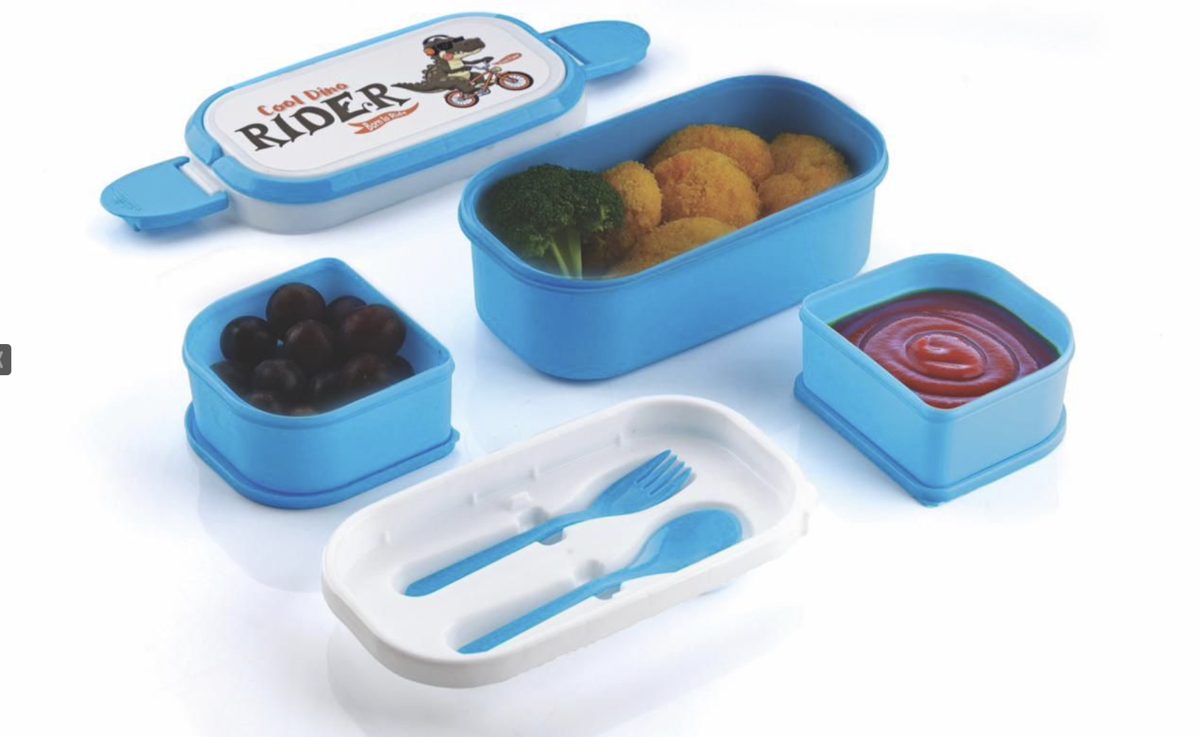 Blue Plastic Kids Lunch Box Set