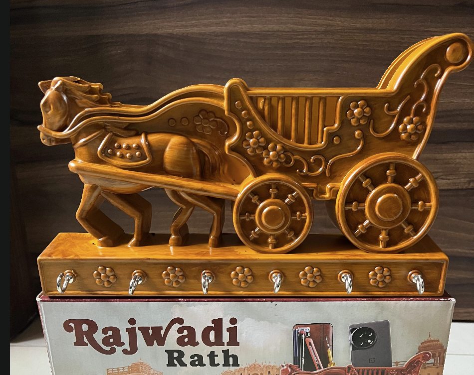 Wooden Horse Carriage Key Holder Stand