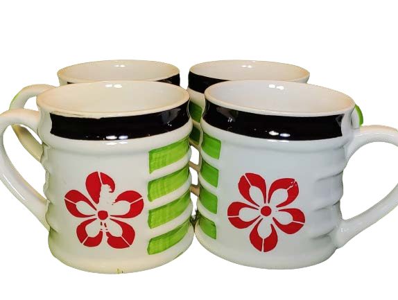 Ceramic Coffee Mugs with Floral Design