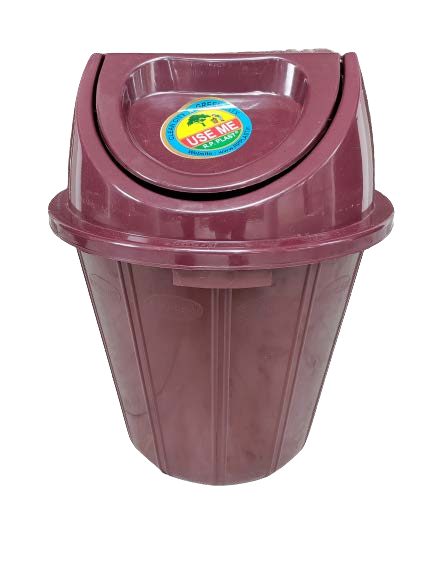 Maroon Plastic Swing Lid Dustbin